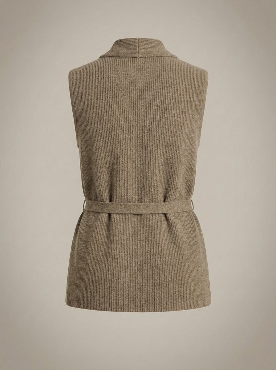 Dames Gilet Mouwloos | Gebreid met Strikceintuur