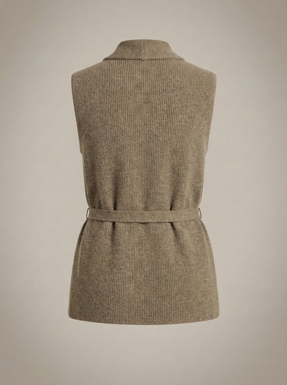 Dames Gilet Mouwloos | Gebreid met Strikceintuur