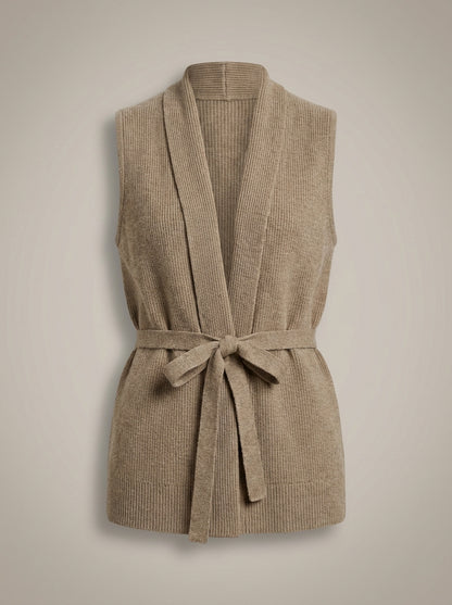 Dames Gilet Mouwloos | Gebreid met Strikceintuur