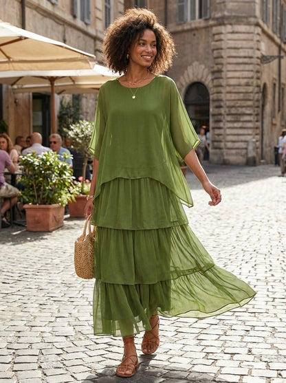 Maxi Jurk Dames | Wijde Pasvorm met Vleermuismouwen