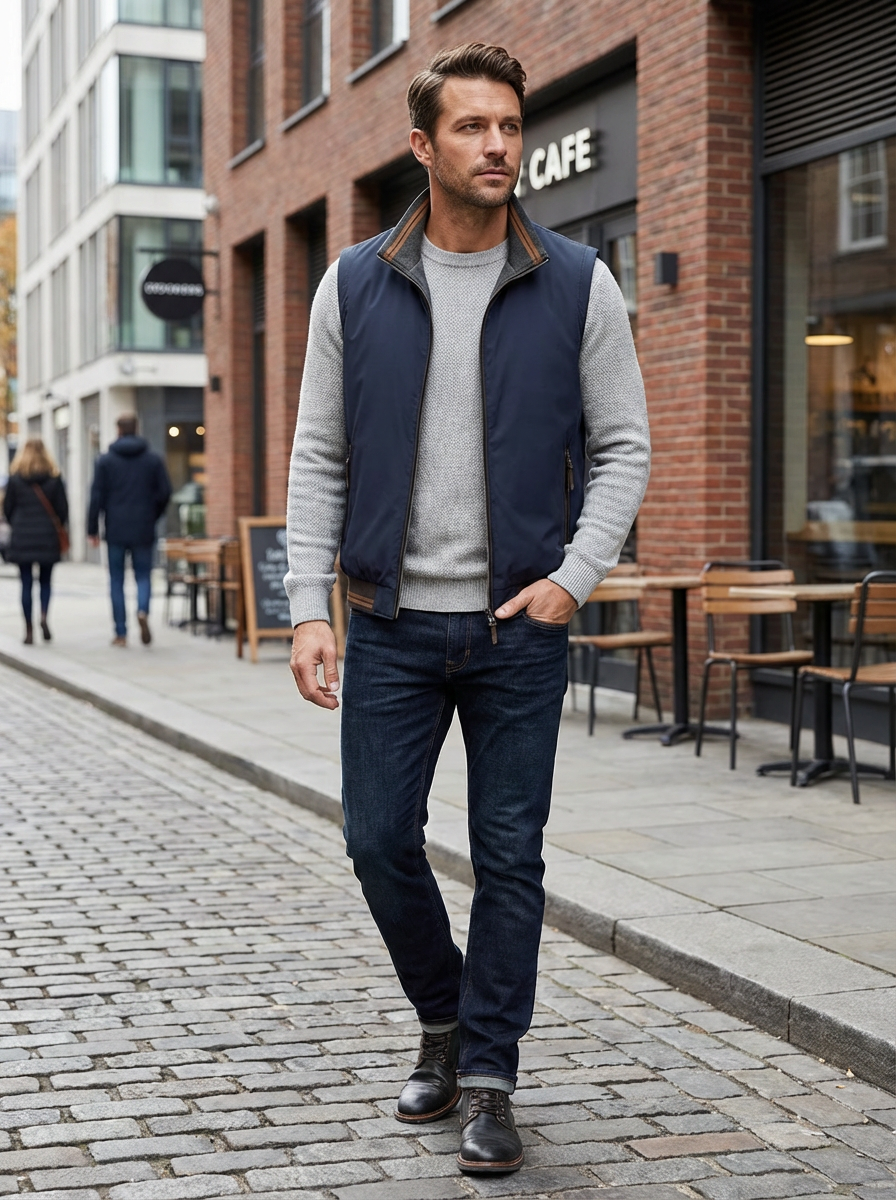 Heren Bodywarmer met Hoge Kraag