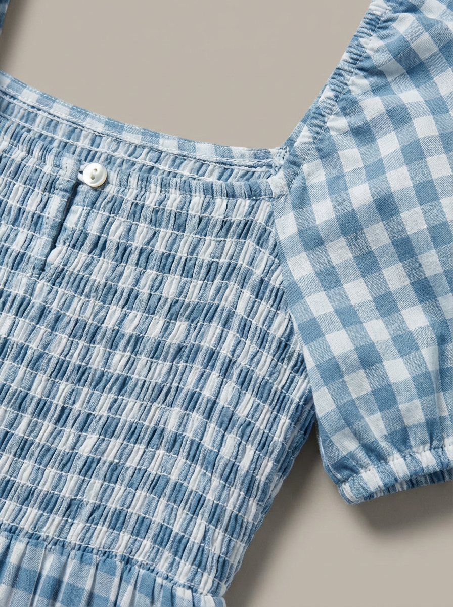 Lichtblauwe Zomerjurk Dames Met Pofmouwen | Midi