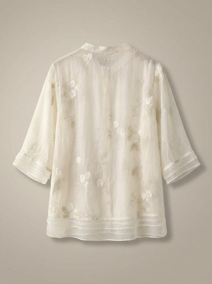 Blouse Dames met Borduursel | Luchtig met Driekwart Mouwen