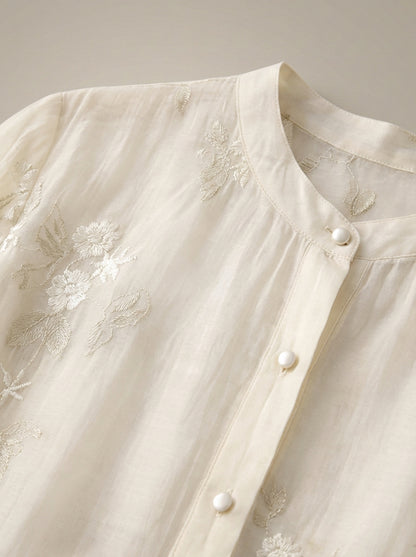 Blouse Dames met Borduursel | Luchtig met Driekwart Mouwen