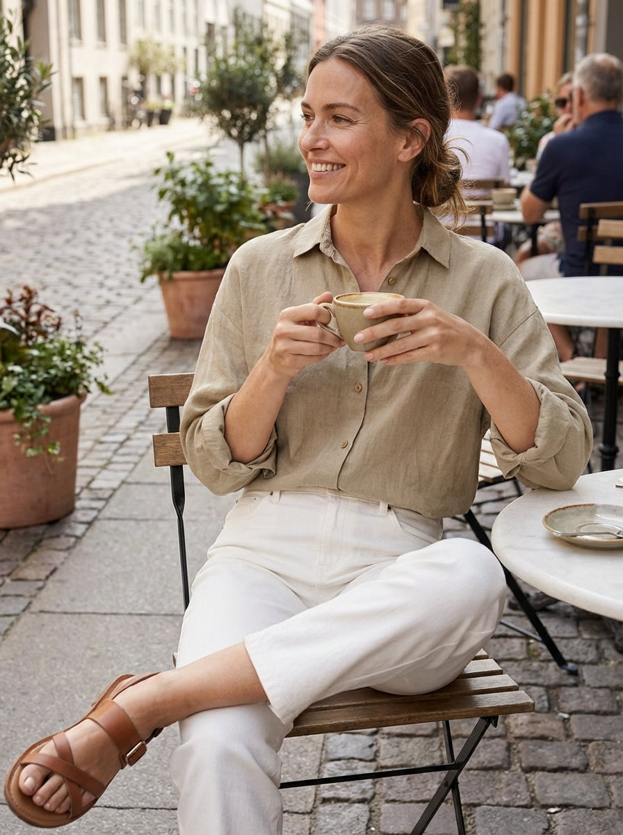 Blouse Dames | Losvallende Pasvorm Met Knopen