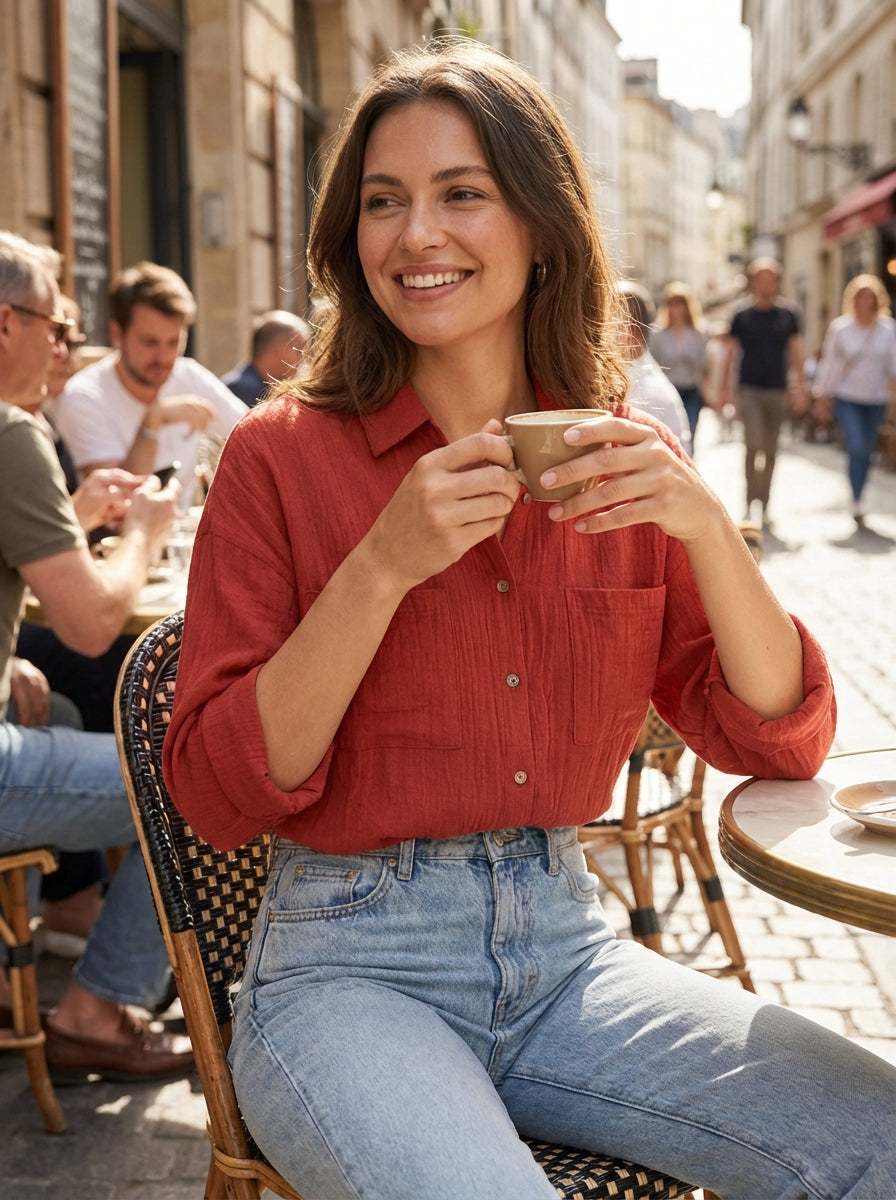 Blouse Dames | Losvallende Pasvorm Met Knopen