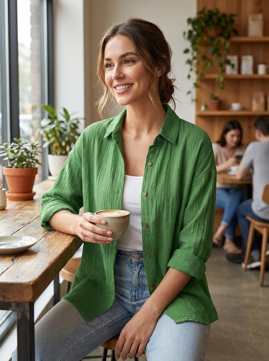 Blouse Dames | Losvallende Pasvorm Met Knopen