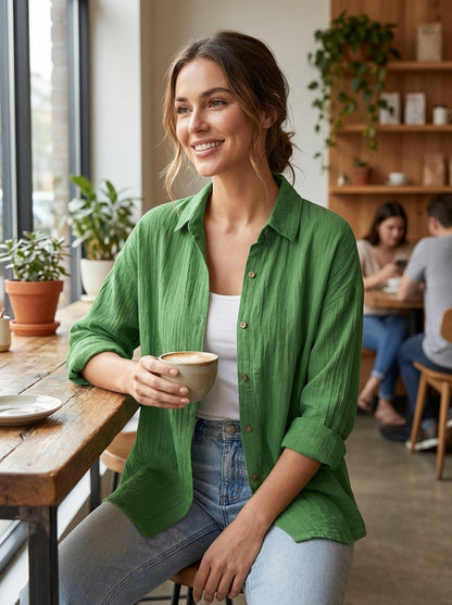Blouse Dames | Losvallende Pasvorm Met Knopen