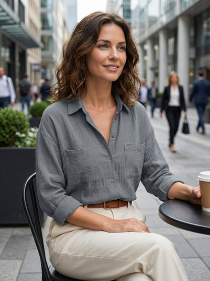 Blouse Dames | Losvallende Pasvorm Met Knopen