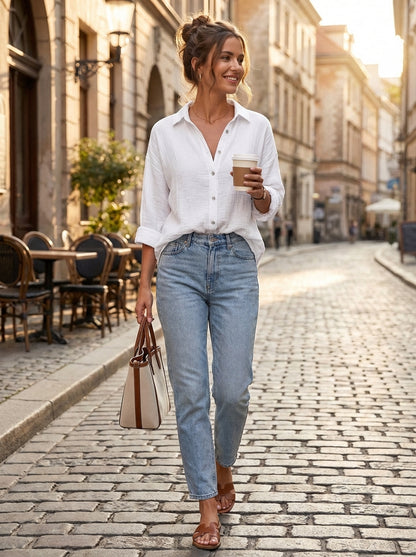 Blouse Dames | Losvallende Pasvorm Met Knopen