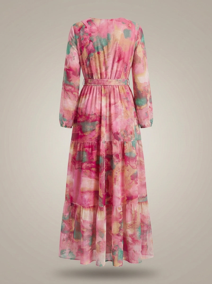 Jurk Dames Wikkel | Midi met Lange Mouwen & Tailleband
