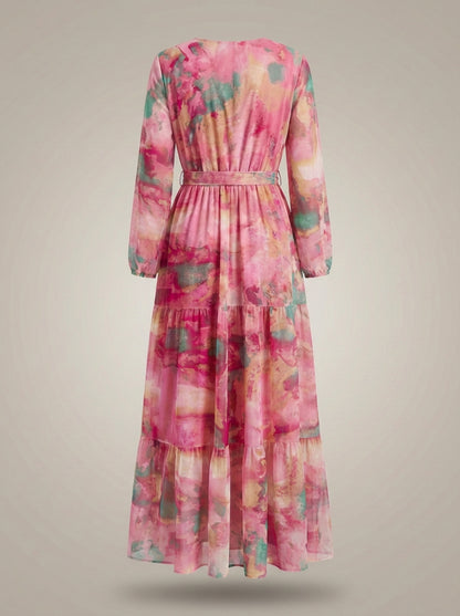 Jurk Dames Wikkel | Midi met Lange Mouwen & Tailleband