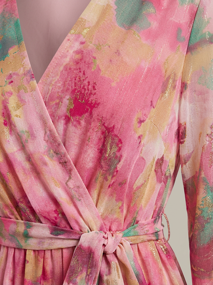 Jurk Dames Wikkel | Midi met Lange Mouwen & Tailleband