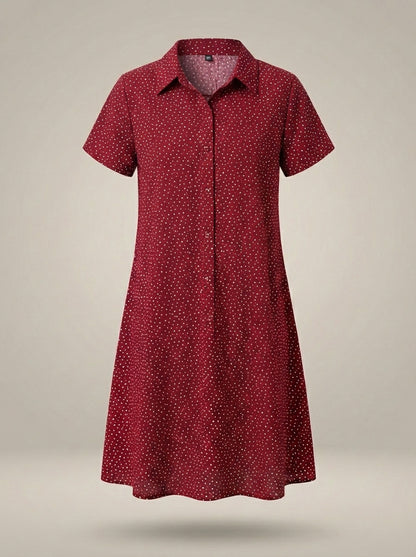 Jurk Dames | Korte Mouwen Jurk met Kraag