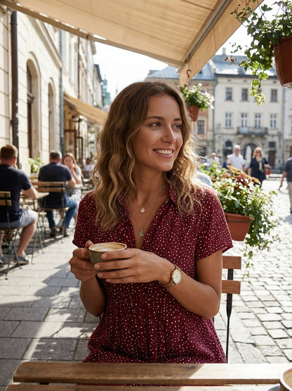 Jurk Dames | Korte Mouwen Jurk met Kraag