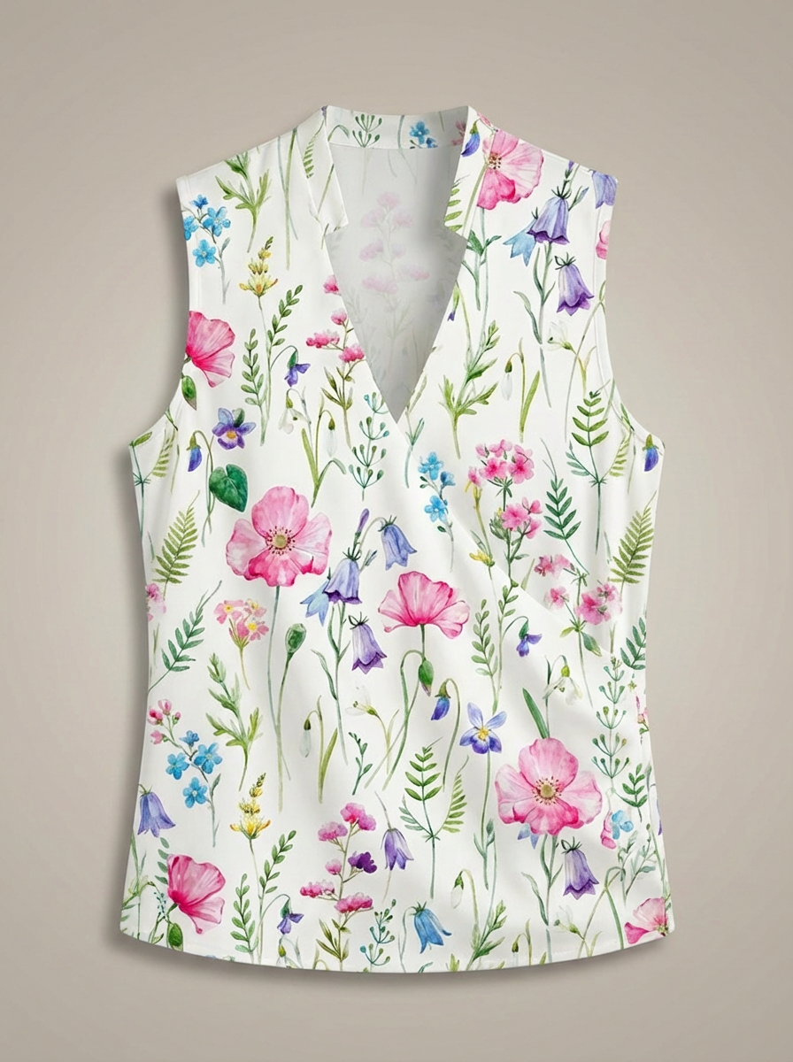 T-Shirt Dames | Top met V-Hals en Korte Mouwen