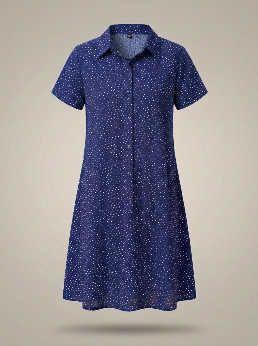 Jurk Dames | Korte Mouwen Jurk met Kraag