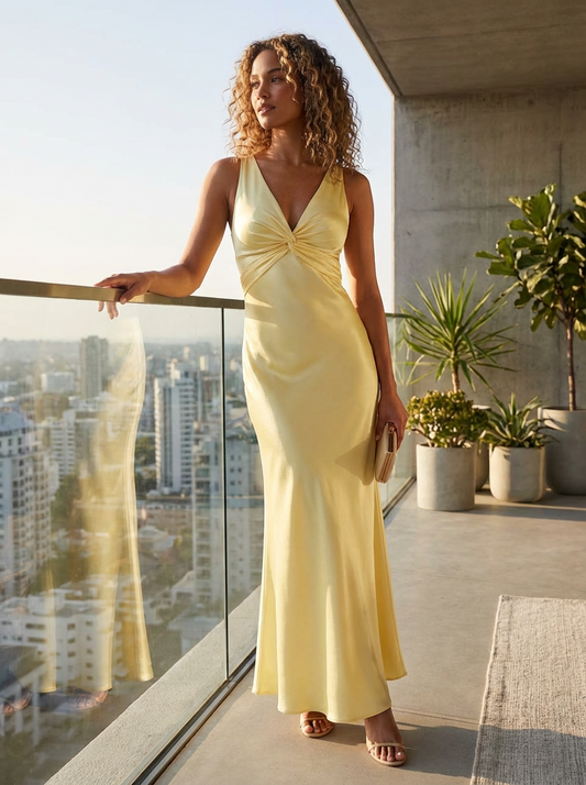 Lange Jurk Dames | Maxi Galajurk met V-hals voor Bruiloft en Feest