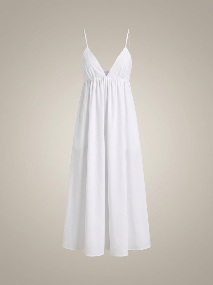 Witte Zomerjurk Dames | Maxi met V-hals en Luchtige Pasvorm
