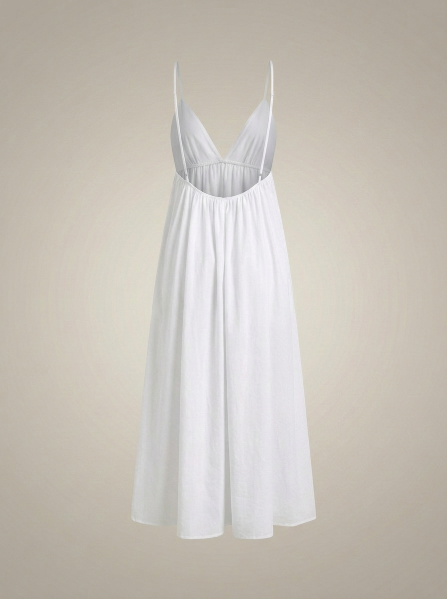 Witte Zomerjurk Dames | Maxi met V-hals en Luchtige Pasvorm