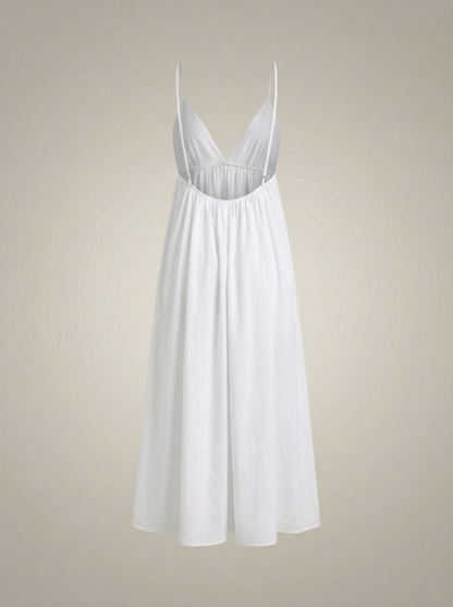 Witte Zomerjurk Dames | Maxi met V-hals en Luchtige Pasvorm