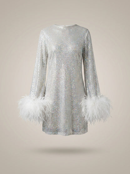Glitter Feestjurk Met Stijlvolle Manchet  | Mini
