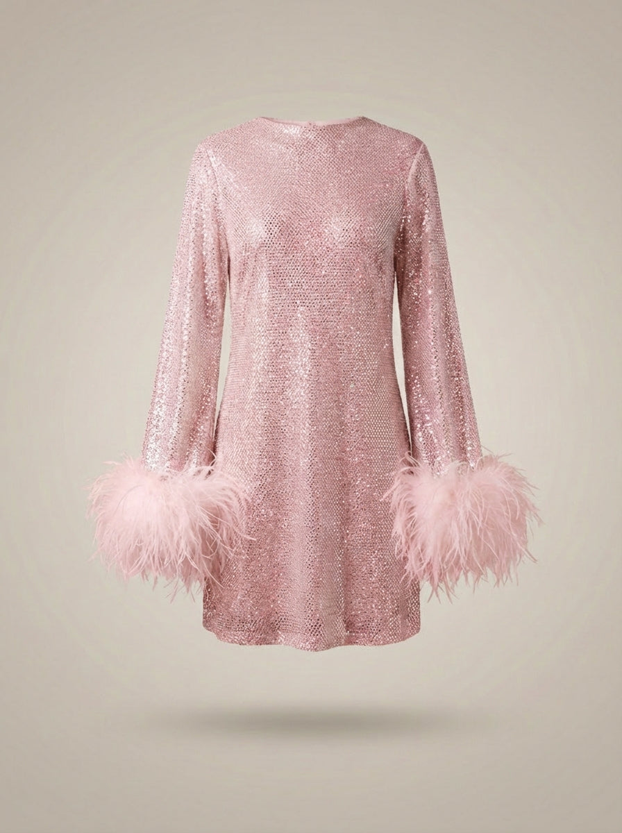 Glitter Feestjurk Met Stijlvolle Manchet  | Mini