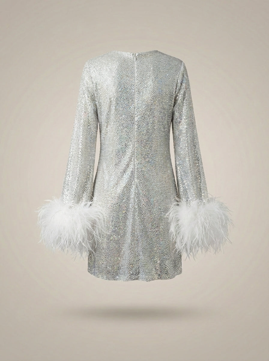 Glitter Feestjurk Met Stijlvolle Manchet  | Mini