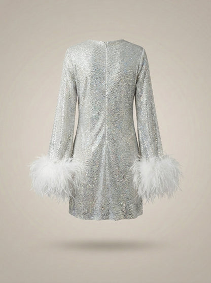 Glitter Feestjurk Met Stijlvolle Manchet  | Mini