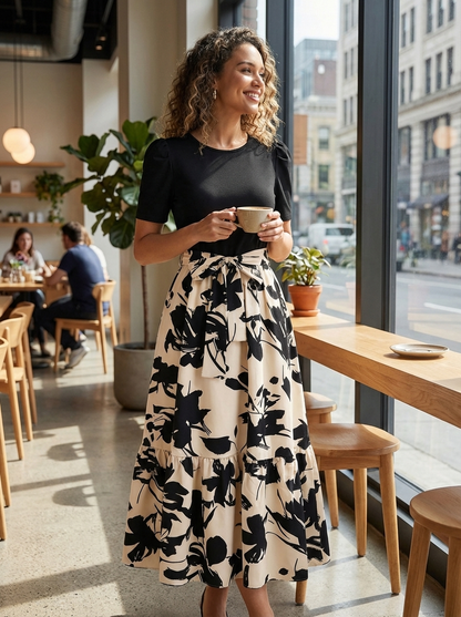 Maxi Jurk Dames | Met Bloemenprint en Strik
