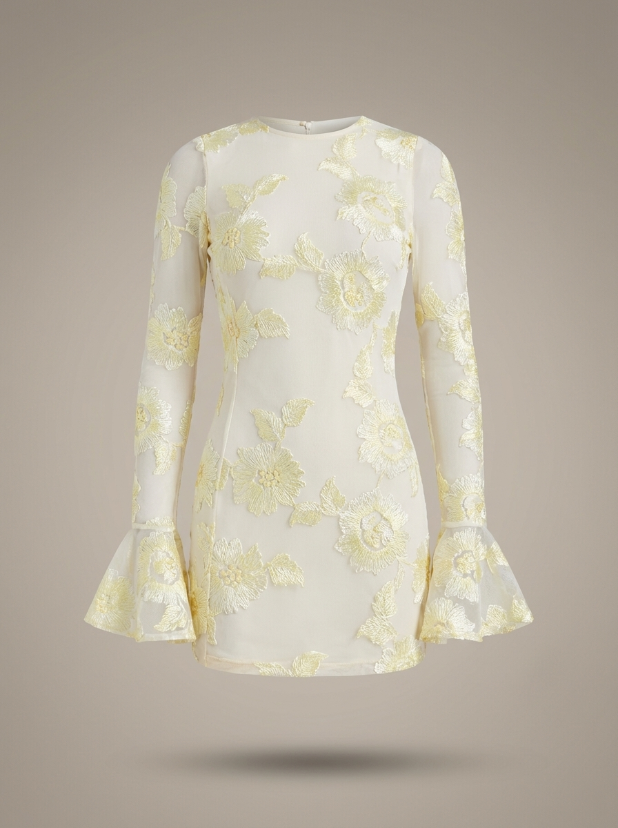 Mini Jurk Dames | Met Bloemenprint en Lange Mouwen