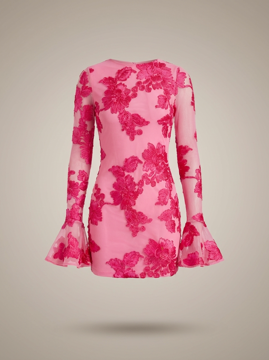 Mini Jurk Dames | Met Bloemenprint en Lange Mouwen
