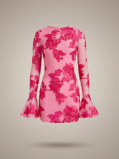 Mini Jurk Dames | Met Bloemenprint en Lange Mouwen
