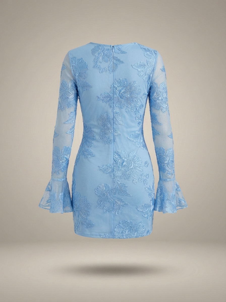 Mini Jurk Dames | Met Bloemenprint en Lange Mouwen