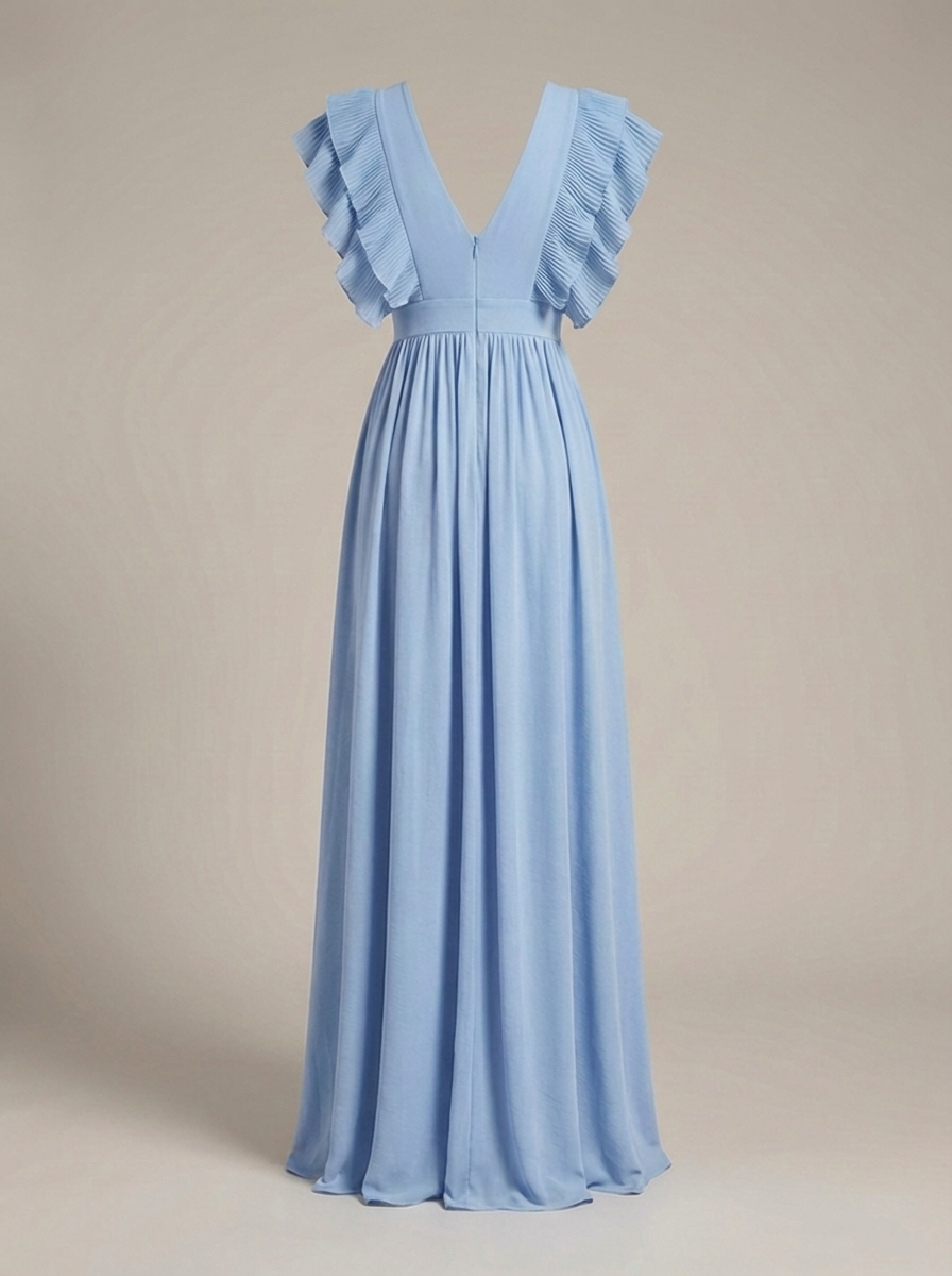 Maxi Jurk Dames | voor Bruiloft met V-hals en Ruches