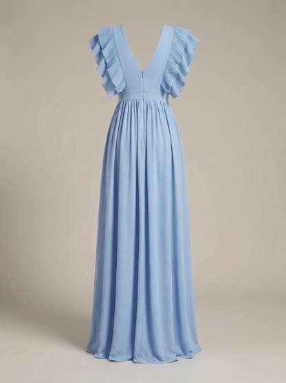 Maxi Jurk Dames | voor Bruiloft met V-hals en Ruches