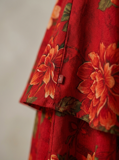 Jurk Dames Boho met Bloemenprint | V-hals met Gelaagde Rok