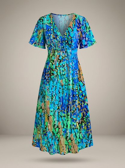 Jurk Dames met Wikkelmodel en Bloemenprint | V-hals