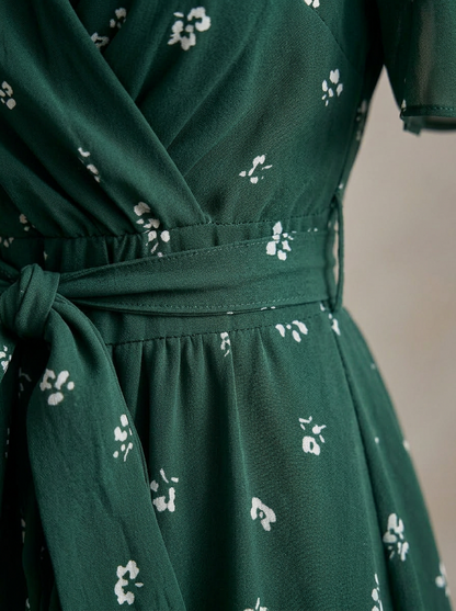 Jurk Dames met Wikkelmodel en Bloemenprint | V-hals