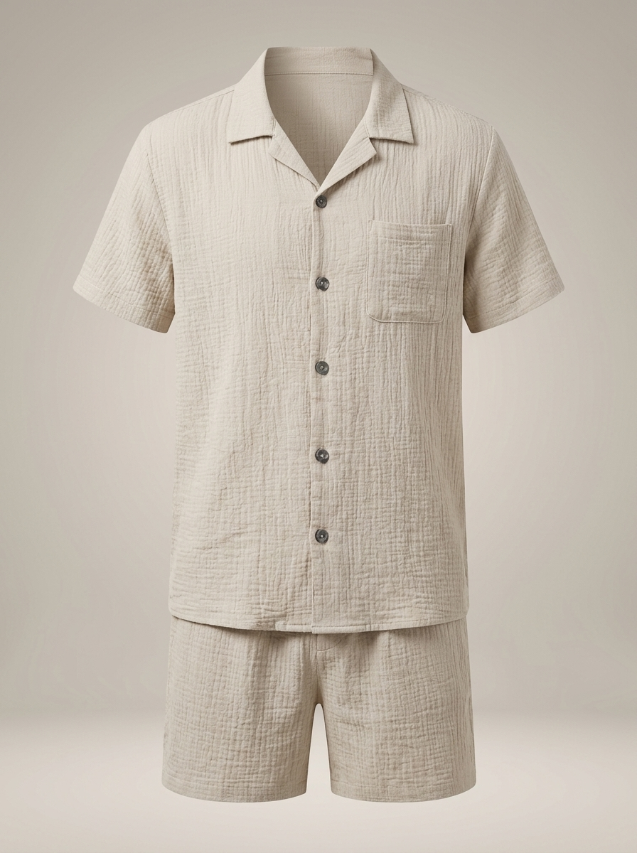 Heren Set Tweedelig Zomer | Overhemd met Korte Broek