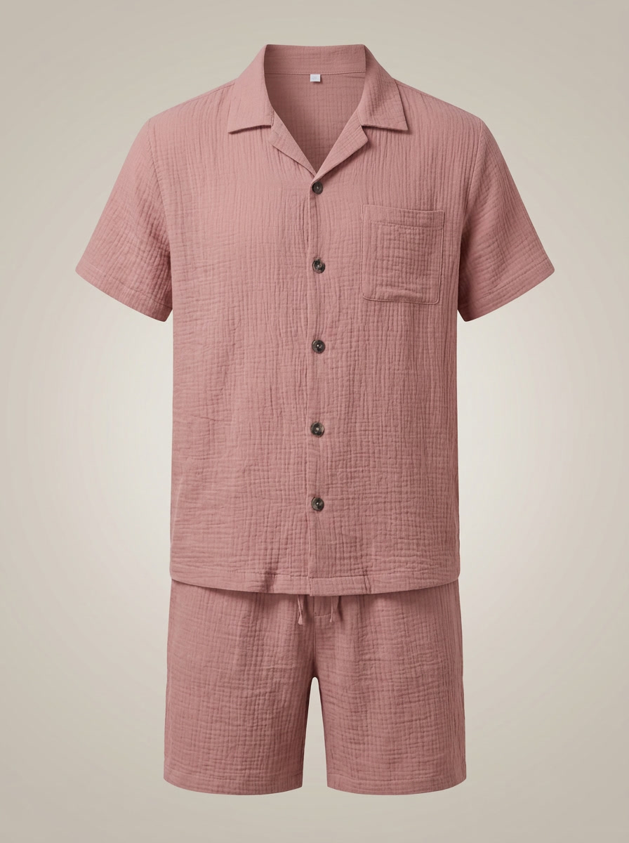 Heren Set Tweedelig Zomer | Overhemd met Korte Broek