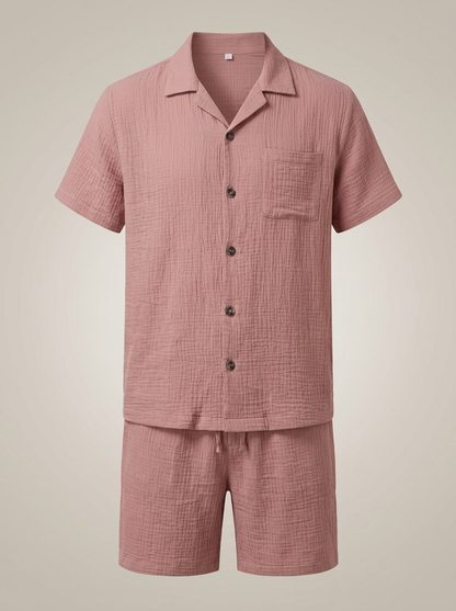 Heren Set Tweedelig Zomer | Overhemd met Korte Broek