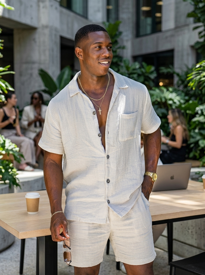 Heren Set Tweedelig Zomer | Overhemd met Korte Broek