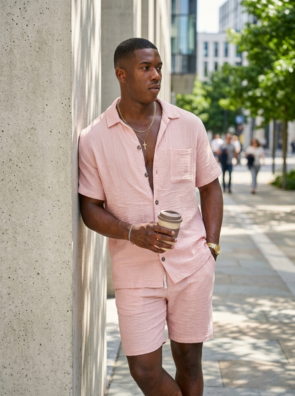 Heren Set Tweedelig Zomer | Overhemd met Korte Broek