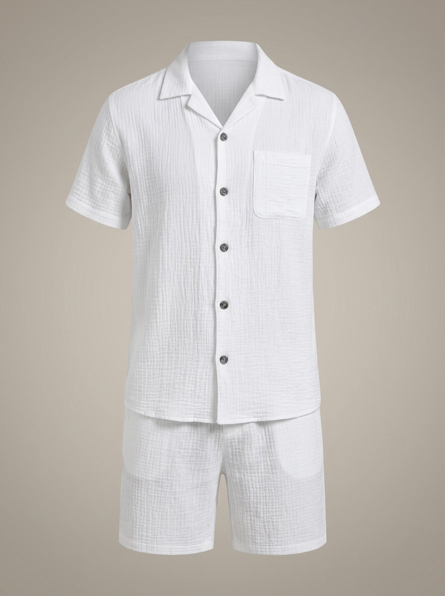 Heren Set Tweedelig Zomer | Overhemd met Korte Broek