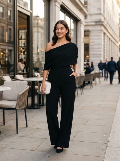 Jumpsuit Dames Feestelijk | Off Shoulder met Wijde Pijpen