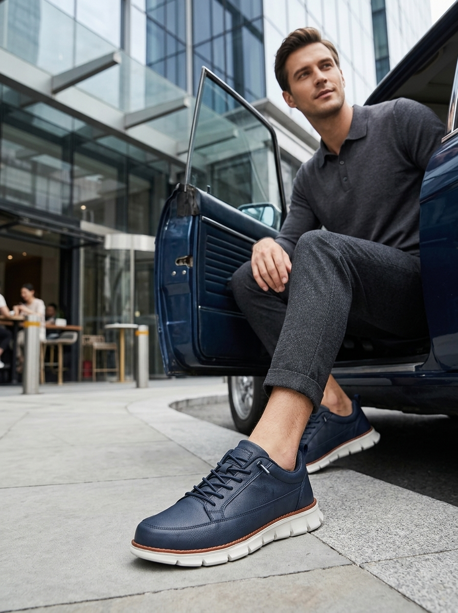 Sneakers Heren Casual | Vetersluiting met Ronde Neus