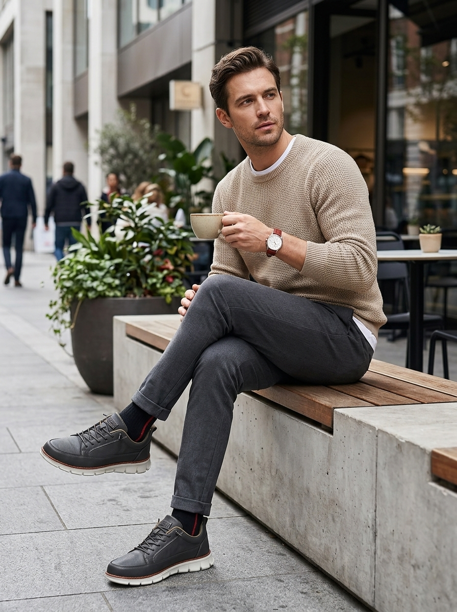 Sneakers Heren Casual | Vetersluiting met Ronde Neus