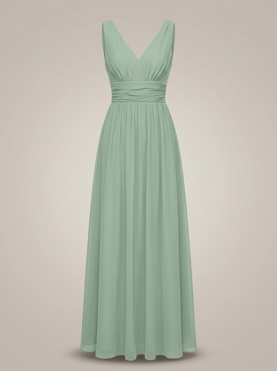 Jurk Dames Mouwloos met V-hals | Geplooide Taille en Maxi