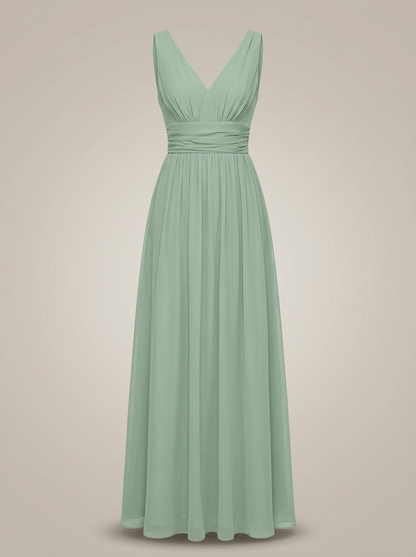Jurk Dames Mouwloos met V-hals | Geplooide Taille en Maxi